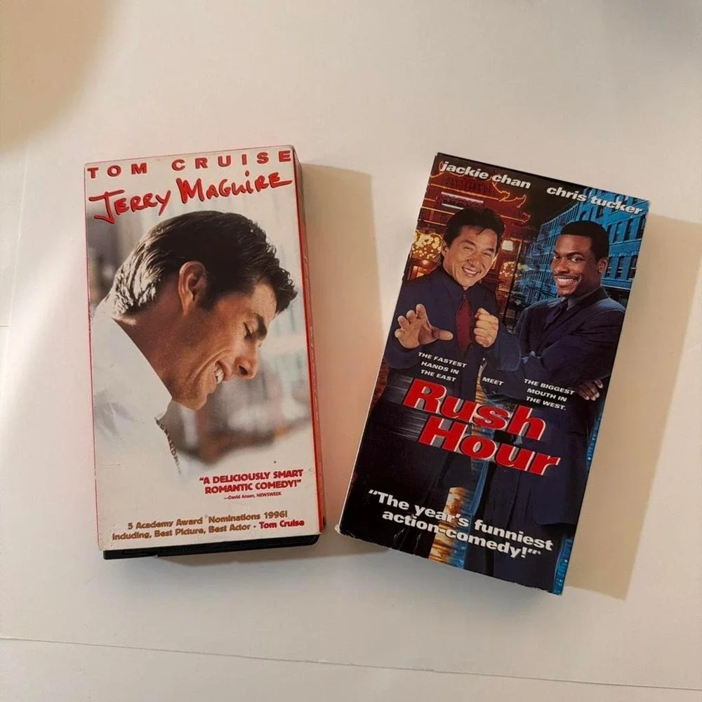 Y2K‎ retro Sports Comedy 1990 VHS Rush Hour , 1998 & Jerry Maguire VHS Tape